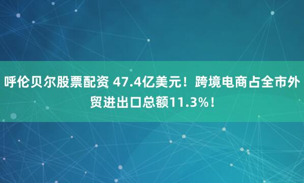 呼伦贝尔股票配资 47.4亿美元！跨境电商占全市外贸进出口总额11.3%！